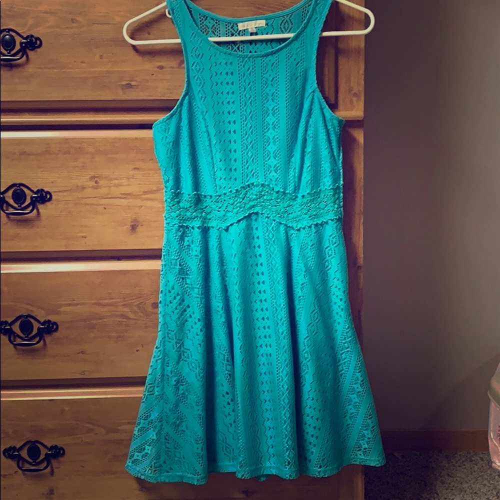 Turquoise lace dress